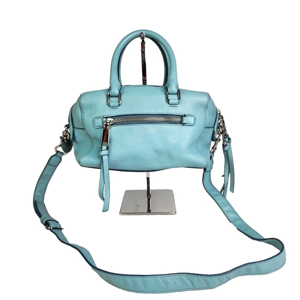 Marc Jacobs Recruit Bauletto Leather Boston Bag Satchel‎ Handbag Tiffany Blue